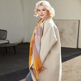 Missshorthair Plaid Scarfs for Women Winter Tartan big scarf,Blanket oversized scarves for women,Warm Shawl Wraps Winter Gif