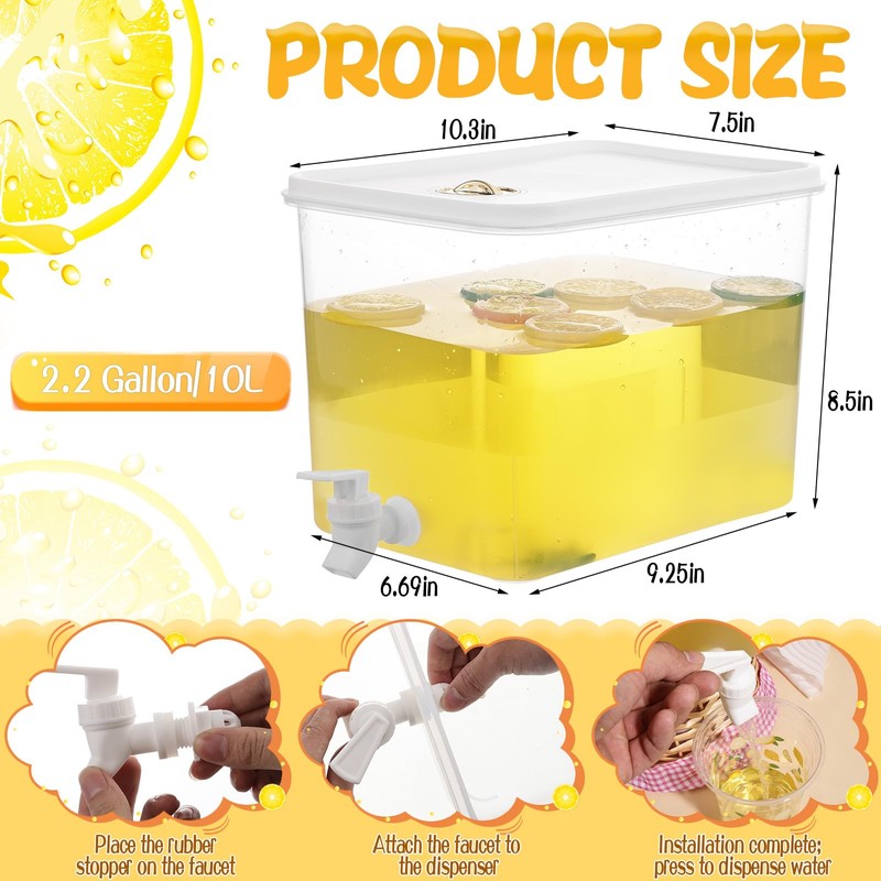Foxtell Lemonade Stand Supplies Include 8.5L Plastic Drink Dispenser with