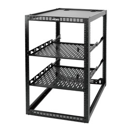 Tecmojo 20U Open Frame Network Rack for IT & AV Gear, Black, Alloy Steel, Rack Mount, Wall Floor Mount, Compatible with Networking Devices, Servers, IT Equipment