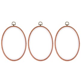 MILISTEN Wooden Display Stand Oval Ring 4Pcs Embroidery Hoops Plastic Cross Hoop Imitated Wood Display Frame Circle Embroidery Kits for Art Craft Sewing and Hanging Oval Frame Oval Frame