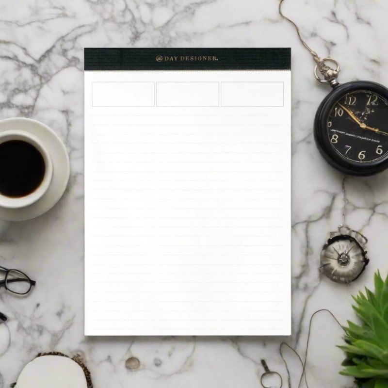 Day Designer Premium Planning Pad with 3-Column Lined Notes, Charcoal