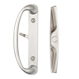 Rockwell Security Euro Sonoma Patio Sliding Door Handle Set in Brushed Nickel Fits 3-15/16 Inch Screw Holes for Residential Doors 1-1/2 Inch to 1-3/4 Inch Thick