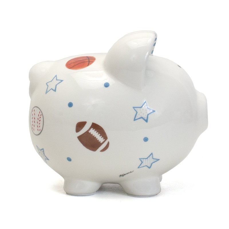 Child to Cherish Ceramic Piggy Bank for Boys, Sports Star