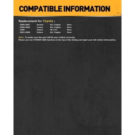 KAC - Premium Ceramic Rear Brake Pads for Toyota 2000-2006 Camry, Toyota 2000-2007 Avalon, Toyota 2001-2008 Solara, Toyota 1999 Solara 3.0L