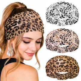 BLMHTWO 4PCS Cheetah Headband, Wide Thick Leopard Headband