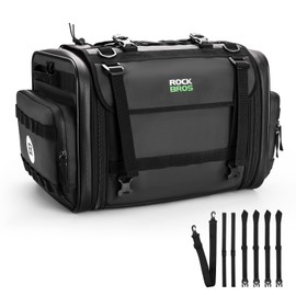 ROCKBROS Motorcycle Tail Bag 50L Expandable Motorcycle Travel Luggage Bag Motorcycle Rear Seat Saddle Bag, Motorbike Accessories Storage Bag with Waterproof Rain Cover Black