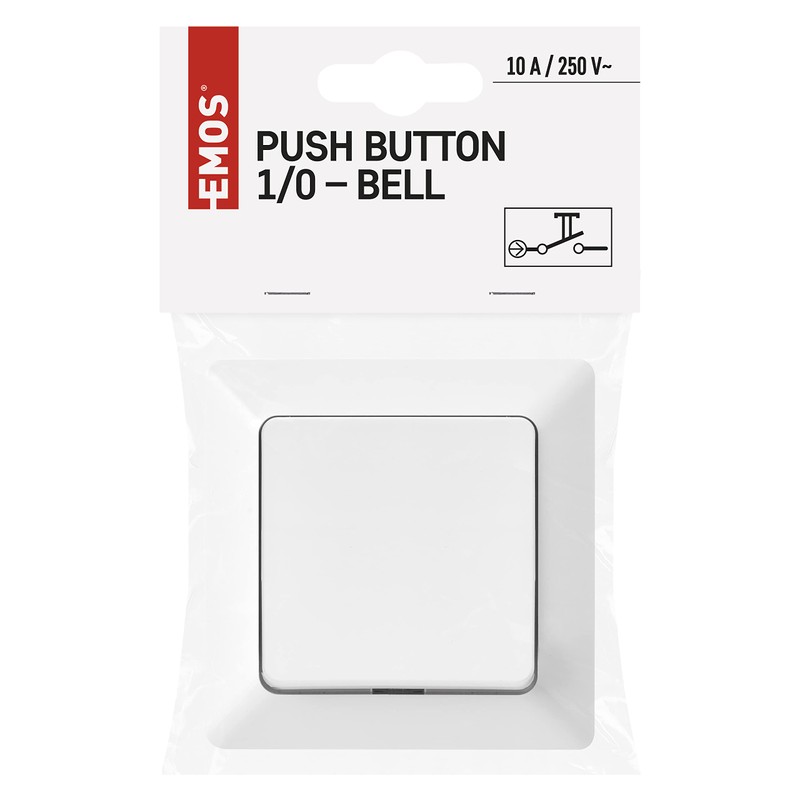 EMOS White Gloss 250V~/10AX Single Rocker Bell Switch Plastic without