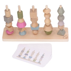 Stack Matching Set Educational Wood with 10 Cards Geometric Shape Blocks Stacking Toy for Kids