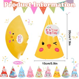 YUEXNKO Party Cone Hat, Pack of 18 Paper Party Hat, Birthday Hat Decoration, Birthday Celebration Party Hat, Children's Cone Party Hat, for Dress Up and Celebrations