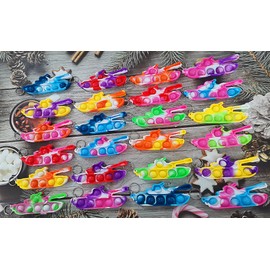 Roaqua 30 Packs Bulk Tank Backpack Mini pop Fidget Keychain，Students Bubble Prize for boy and Little Girl,Kids,Summer Birthday Party Favors