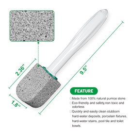 Pumice Stone Toilet Bowl Cleaner,Bathroom Cleaner Brush Toilet Wand Refills with 30CM Long Handle for Remove Hard Water Stains with 1 Wand+ Pumice Stones (5 Pack)