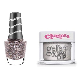 Gelish Clueless "Oops My Bad!" Duo - Includes Dip Powder and Lacquer- Glitter Overlay