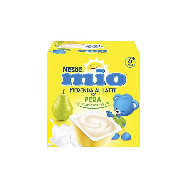 NESTLÉ MIO Merenda al Latte Pera, 4 Vasetti da 100g