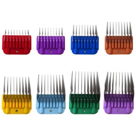 Zafina-UP New Animal Stainless Steel Attachment 8 Colors Guide Comb Set from 1/8 Inch to 1 Inch(3-25mm),Compatible for Andis/Oster A5/ Wahl KM10 Series Clipper Detachable Blade