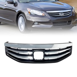 JHRISE Front Bumper Grille for Honda Accord 2011 2012 Black Chrome Molding Trim Grill HO1200203 71121TA0A11 Upper Hood Grill(2011-2012)