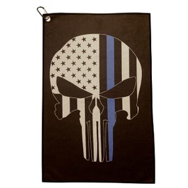 Thin Blue Line Punisher Police Golf Towels - Flag Golf Towel Gift with Bag Clip