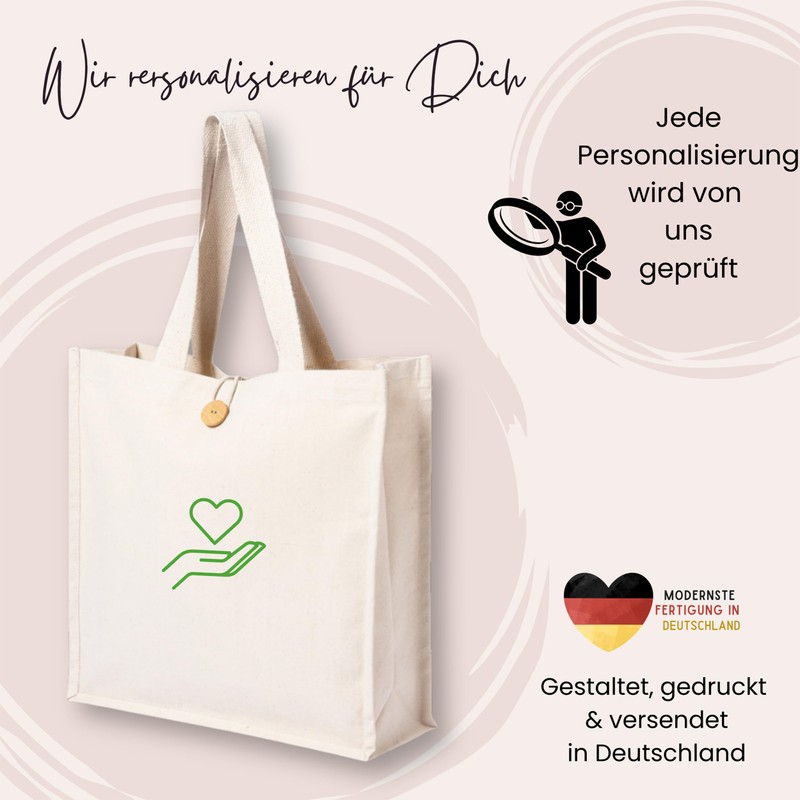 GRAZDesign Baumwolltasche Dachs personalisiert mit Namen Einkaufstasche nachhaltige Tragetasche mit