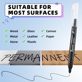 Ultra Fine Point Permanent Black Marker, 18 pack Permanent Markers, Permanent Markers Ultra Fine Tip 0.4 mm Tip, Waterproof & Fade-Proof Ink, Quick Drying, Writing on Paper, Plastic, Metal, Glas