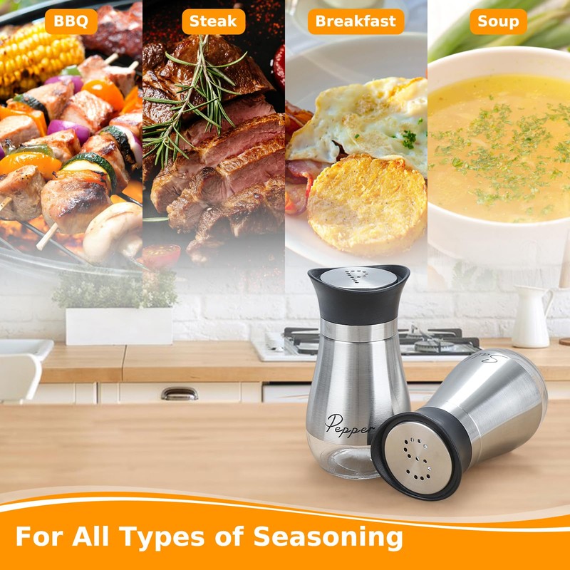 Accmor Salt and Pepper Shakers Set, 4 oz Stainless Steel