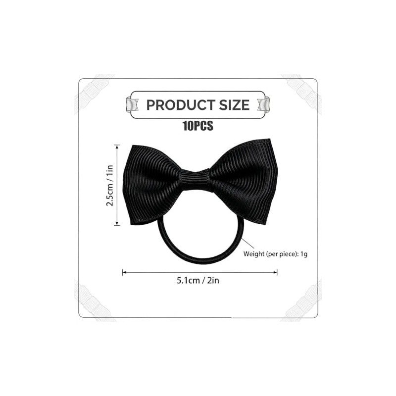 10 Pcs Black Hair Bow, Girls School Hair Accessories, Elastic