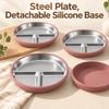 3-Pack Stainless Steel Divided Suction Plates for Kids – 3-Section
