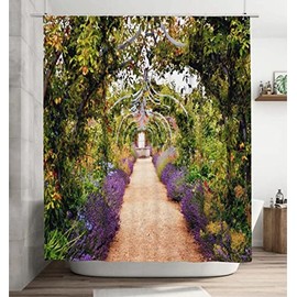 SRJ2018 Colourful summer flower garden with a path under archway Shower Curtain 12Hook 183X183CM
