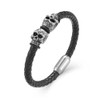 SeiMios Mens Leather Bracelet Skull Braided Wristband Bangle Cuffs Stainless