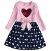 VIKITA Toddler Girls Dresses Pink Winter Clothes Sparkling Hearts Long