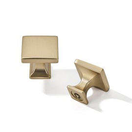 khtumeware Brushed Brass Cabinet Knobs 10 Pack Brushed Gold Drawer Square Knobs for Cabinets and Drawers Cabinet Hardware Kitchen Cabinet Knobs