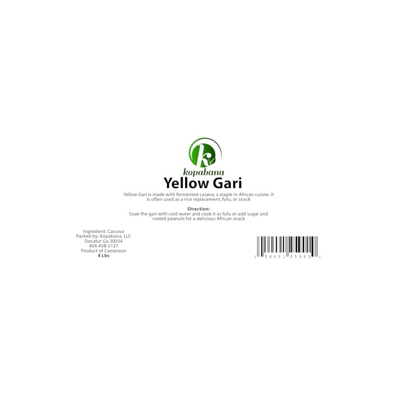 KOPABANA Yellow Garri, Garri, Naturally Processed Garri 2 lb