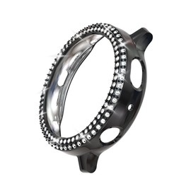 Gatuida Watch Protective Case Plating Diamond Frame Watch Screen Protector Black Fashionable Design Easy Installation Full Scratch Shock