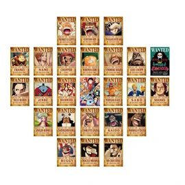 Generisch Pack of 25 Anime Straw Hat Pirate Wanted Posters 11.2 x 7.8 Inch Wall Collage Sets Luffy Gear 5 for Room Decoration for Boys and Teenagers