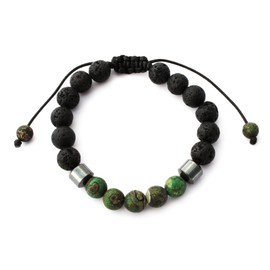 Plantlife Green Agate Adjustable Bracelet - Beautiful, One-of-a-kind jewelry made from lava rock and natural stone for use with essential oil