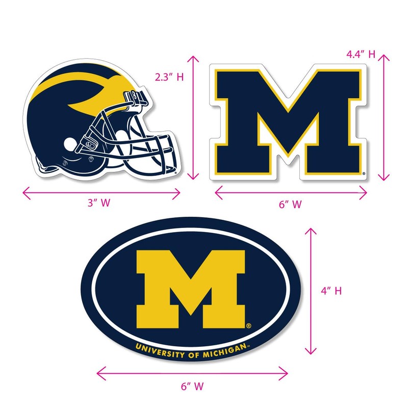 SDS Design Associates, Inc. Michigan Wolverines Large Auto Magnets, 3