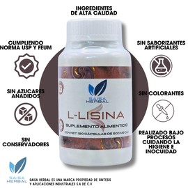 L-lisina 100% Pura 120 Cápsulas Saisa Herbal