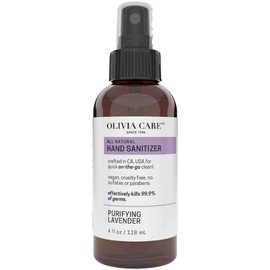 Olivia Care Hand Sanitizer Alcohol Based and Infused with Cleansing Lavander Essential Oils 4 FL OZ