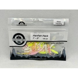 True North Baits - Glow Panfish Pack (1-2" baits, 40 pcs) - 40 Piece Fishing kit ice Fishing Peche Soft Plastic baits Worms for Perch Crappie Micro Plastics Fishing Peche Accessories