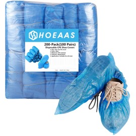HOEAAS 200 Pack Shoe Covers for Indoors,Waterproof Shoe Covers, Disposable Non Slip Durable Recyclable Boot Cover Shoe Protectors Covers for Construction,Home,Floor Carpet Protection,One Size Fits All