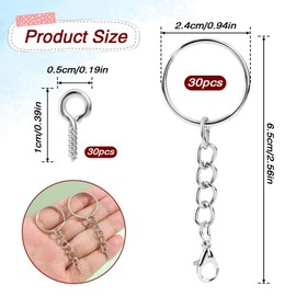 60 Pieces Key Ring Screw Eyelets Key Ring Set Key Ring Craft Set with Chain Lobster Clasp DIY Key Rings for Key Bags Jewellery Making