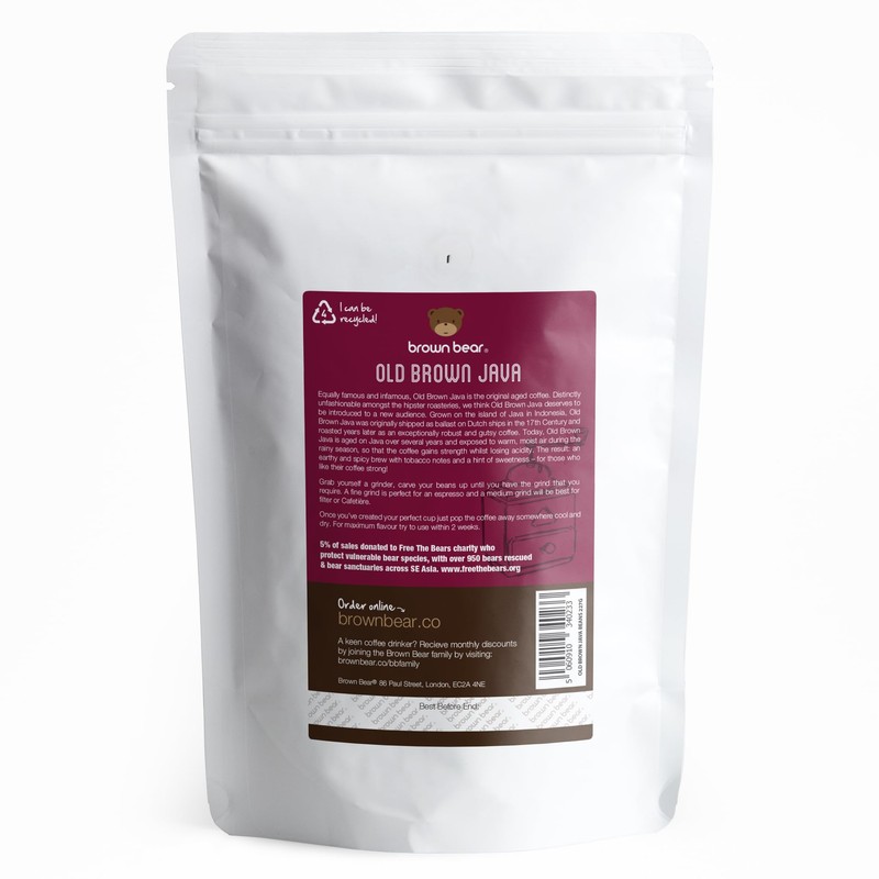 Old Brown Java Dark Roast Strong Aged Coffee Beans 227g