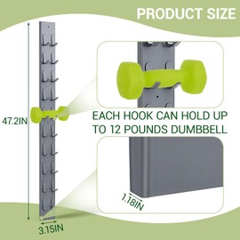 Zonon 47 Inch Dumbbell Wall Rack 10 Capacity Metal Heavy Duty Dumbbell Storage Holder for Space-saving Home Gym (Hardware Included)