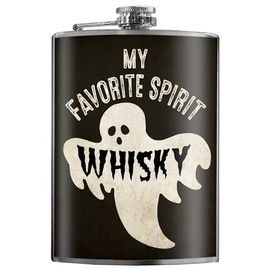My Favorite Spirit 8 Oz Stainless Steel Hip Flask for Liquor - Comes in a Gift Box - Leakproof Design - Easy to Clean - 3.75” X 5.75” - By Trixie & Milo