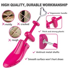 Fabulas Shoe Stretcher Women, 4-Way Adjustable Shoe Expander Widener Plastic Shoe Tree Shaper for Wide Feet, Shoe Extender Stretch Width Length Height, Women’s Size 5.5-10, Neon Pink