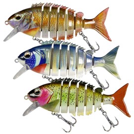 ASYHV 3PC Swimbait Lure - Realistic Fishing Bait for Bass, Salmon in Fresh & Saltwater (A1)