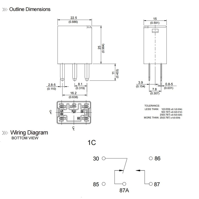 301-1C-C-R1 U01 12VDC Relay (Pack of 2), Replace vj28-95f24-s01 5
