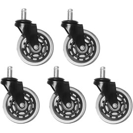 5 Ruedas Negro Giratorias para Silla Piezas Oficina de Acero Pu