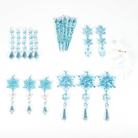 [FUPUTWO] Christmas Tree Ornament, Crystal Snowflakes, Decoration, Set (Blue)