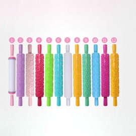 Embossed Rolling Pin,Textured Non Stick Designs and Patterned Ideal for Fondant Pie Crust Cookie Pastry Icing Clay Dough Pattern Embossed Rolling Pins (Assorted Color7)