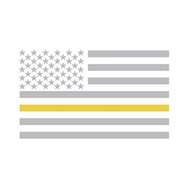 e4Hats.com Thin Line Grey USA Flag Heat Transfers Sticker - Yellow OSFM