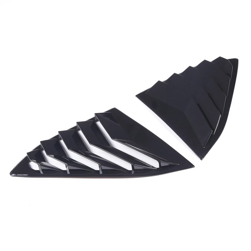 car-attention Gloss Black Side Window Louver Shutter Cover Trim 2pcs